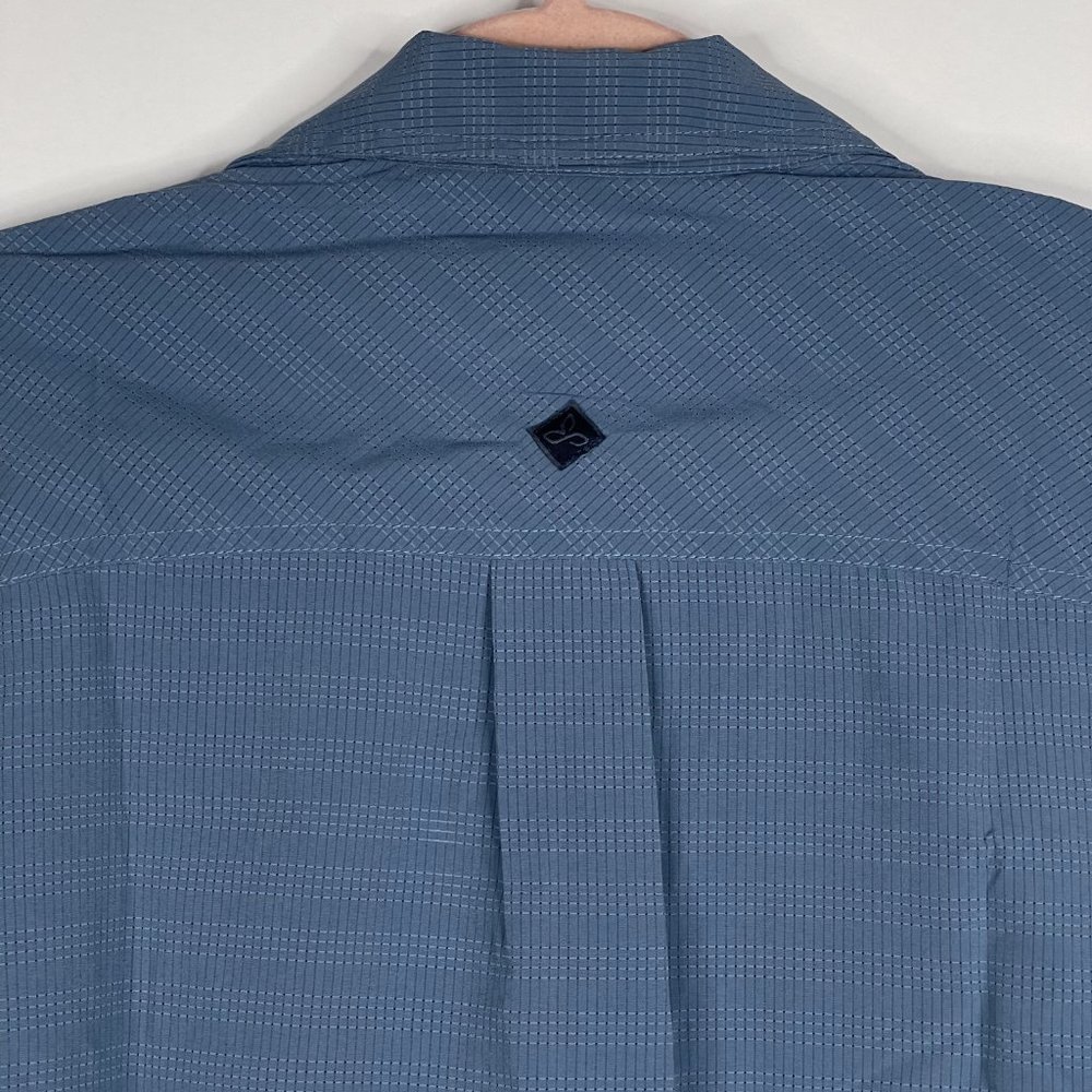 NWT prAna Cayman Shirt Small Blue Note Yarn Dye Melange Woven Check - Picture 11 of 16